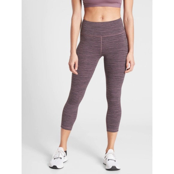 Athleta Ultimate Linear Lines Capri Striped Leggings Size Small Volcanic Violet - Picture 2 of 10